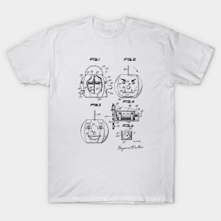 Halloween Pumpkin Lantern Vintage Patent Drawing T-Shirt